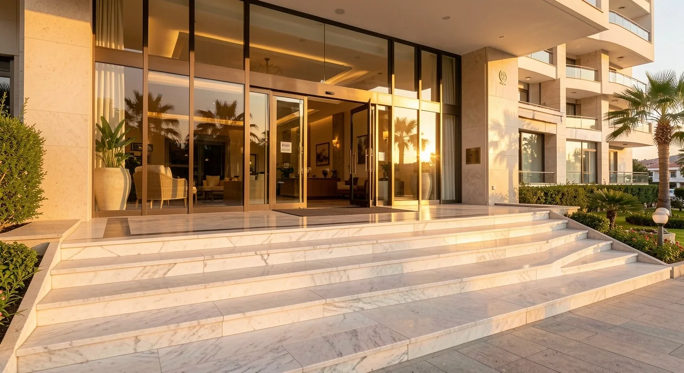 Erişilebilir otel girişi ve geniş rampa